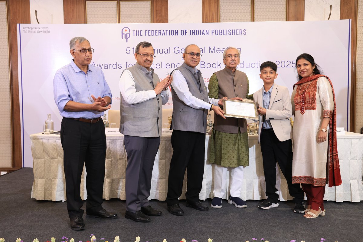 PrintsPub's tweet image. Delighted to share that Prints Publications Pvt. Ltd., New Delhi has won the Second Prize at the FIP 45th Annual Awards for Excellence in Book Production 2025. Our book AI for Sushasan (Good Governance), in the Reference Books – English category, has been honoured for its…