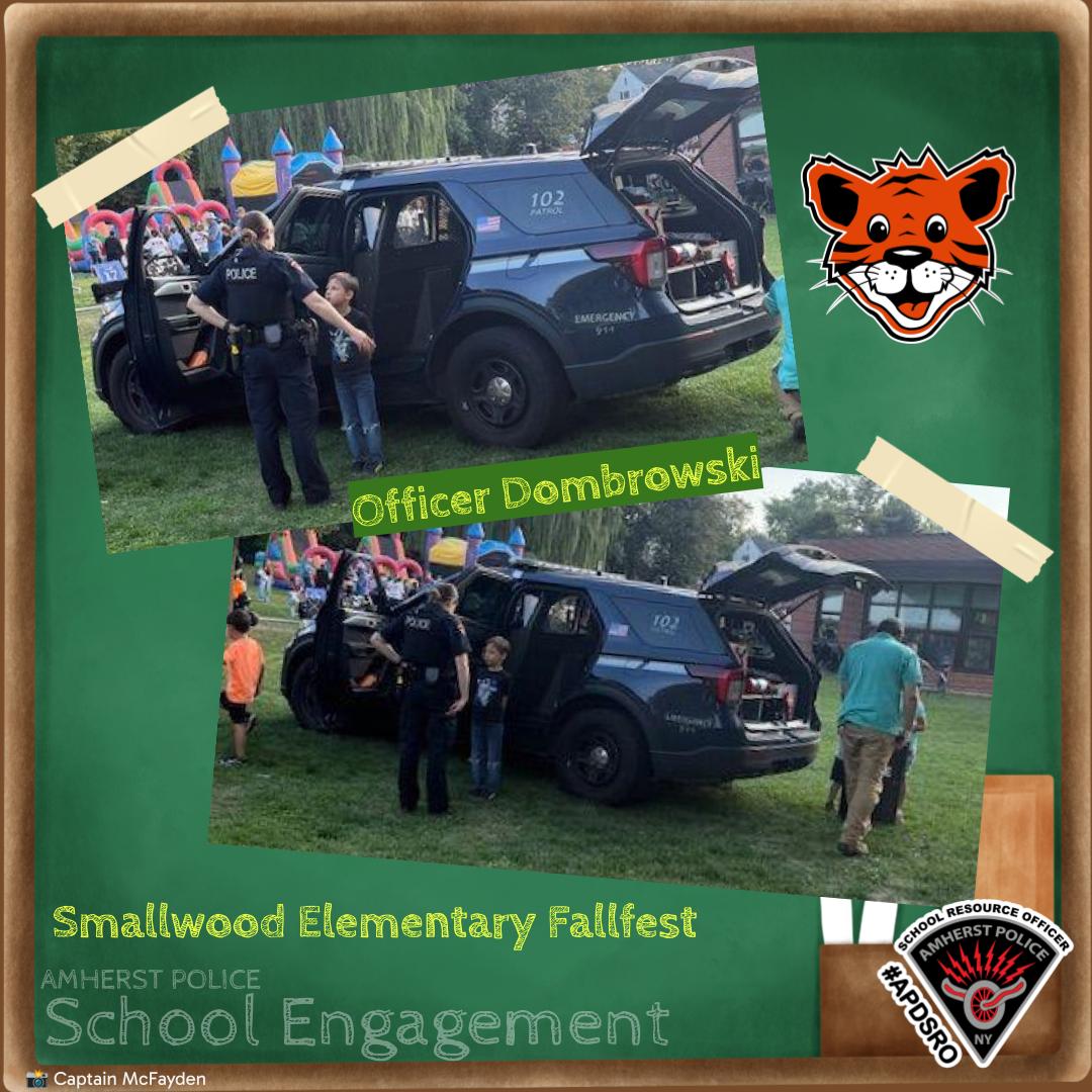 amherstpoliceny's tweet image. [AMHERST POLICE, NY] – Officer Dombrowski had a great time connecting with students and families at the Smallwood Elementary Fall Fest! 🍁

#APDSRO #AmherstPoliceNY