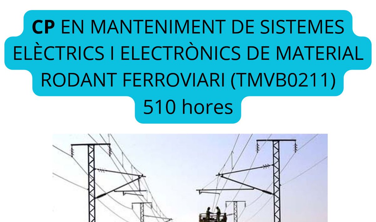 Últimes places del CP Manteniment de sistemes elèctrics i electrònics de material rodant ferroviari. Horari de matí. Si esteu interessats, escriviu a certificats.professionals@fxlluchirafecas.cat