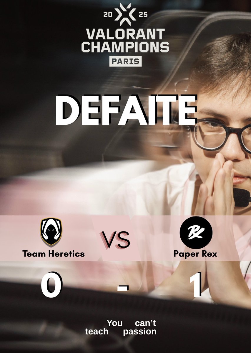 HereticsFR's tweet image. Une première carte serrée mais pas suffisante, Paper Rex s’impose 13-11 face à Team Heretics. 

On se retrouve sur Bind, on a plus le droit à l’erreur 🫡 

#THWIN  
#VALORANTChampions