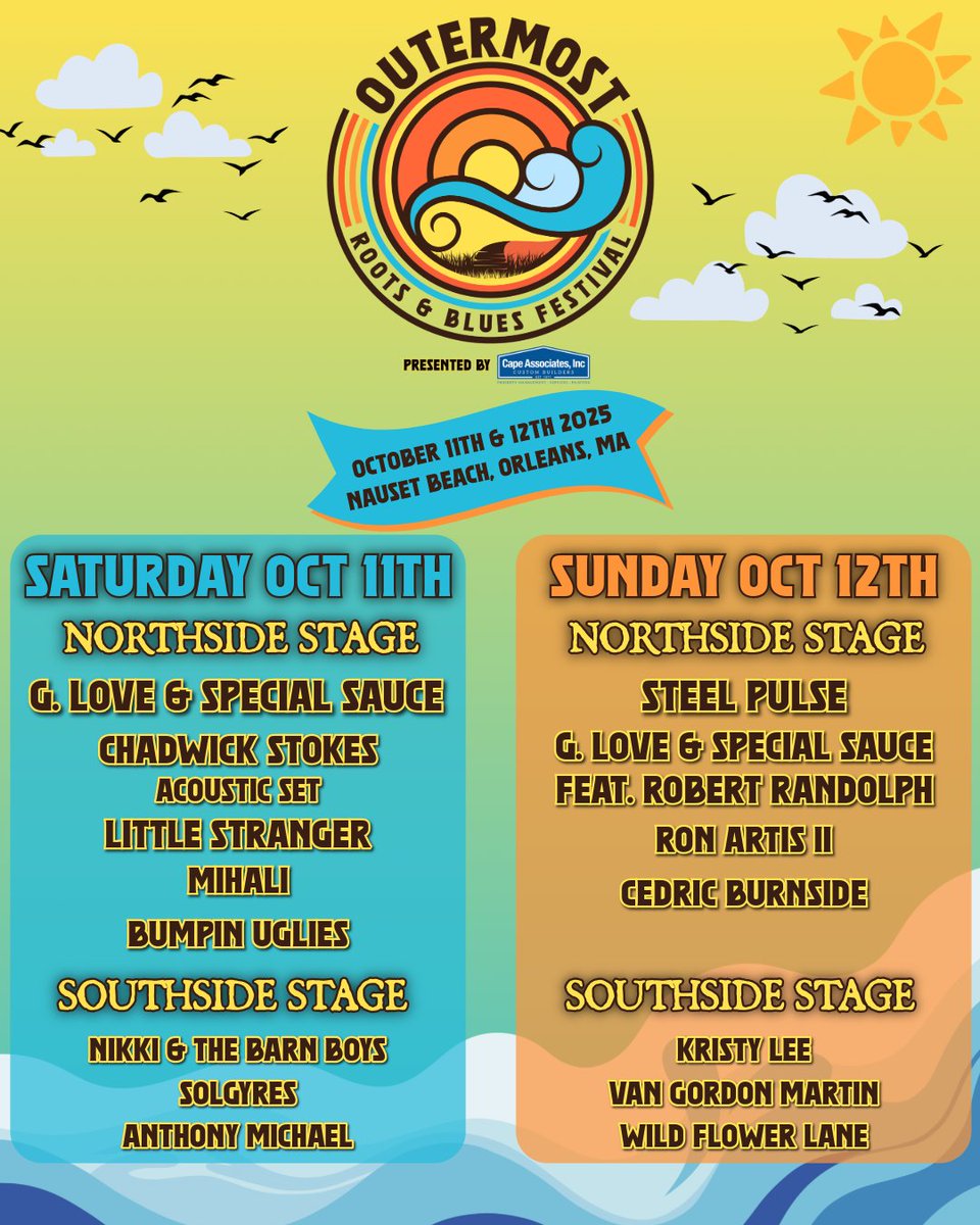 Hiyas! I’m joining the lineup at Outermost Roots &amp; Blues Festival for an acoustic set on October 11 at Nauset Beach in Orleans, MA. See y'out on the Cape!

Get tix: outermostfestival.com