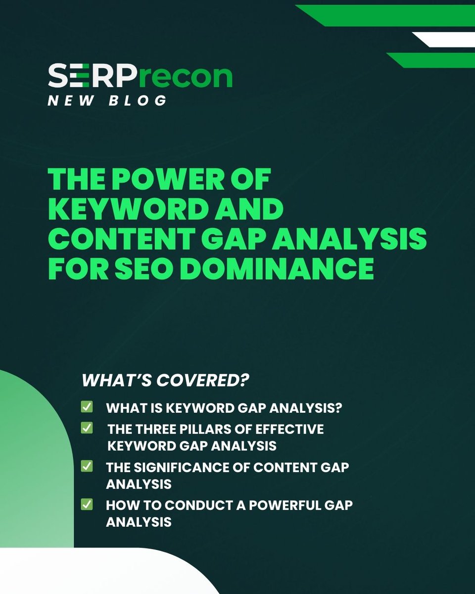 SERP_recon's tweet image. Ready to dominate the search results? 👑

Our new blog post breaks down:

✅ What is a gap analysis?
✅ The 3 pillars of effective keyword analysis
✅ How to conduct a powerful gap analysis

Read the full blog: serprecon.com/blog/the-power…

#SERPRecon #SEO #KeywordResearch…