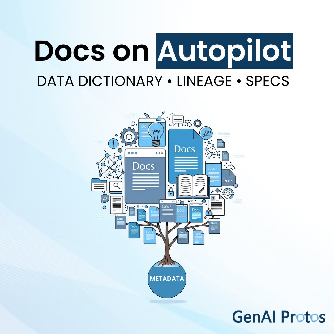 GenAIProtos's tweet image. 💡 Automate Docs &amp;amp; Lineage
No more manual work—generate knowledge on demand.
⚡ Data dictionaries &amp;amp; API specs
⚡ Lineage &amp;amp; mappings at scale
⚡ LLM-based pipeline logic
⚡ Centralized knowledge base

👉 genaiprotos.com

#MetadataManagement #DataCatalog #GenAIProtos #AI