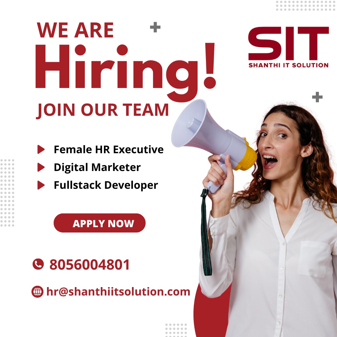 it_shanthi's tweet photo. 🚀 We’re Hiring!🎉
Join our dynamic team at @it_shanthi  take your career to the next level.
.
#WeAreHiring #JobVacancy #CareerOpportunity #JoinOurTeam #HRJobs #DigitalMarketingJobs #FullstackDeveloper #ShanthiITSolution #ITJobs #NowHiring https://t.co/NtJSzsNIVd