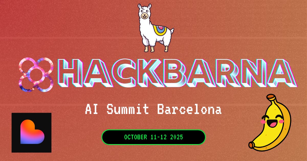 nocodehackers's tweet image. 🚀 @hackbarna – AI Summit Barcelona 25
¿Listo para vivir 48h de pura innovación en Barcelona?
Los próximos 11 y 12 de octubre llega el hackathon más ambicioso de la ciudad en Glovo HQ.
Un fin de semana para:
✨ Aprender a crear proyectos reales con las últimas herramientas…
