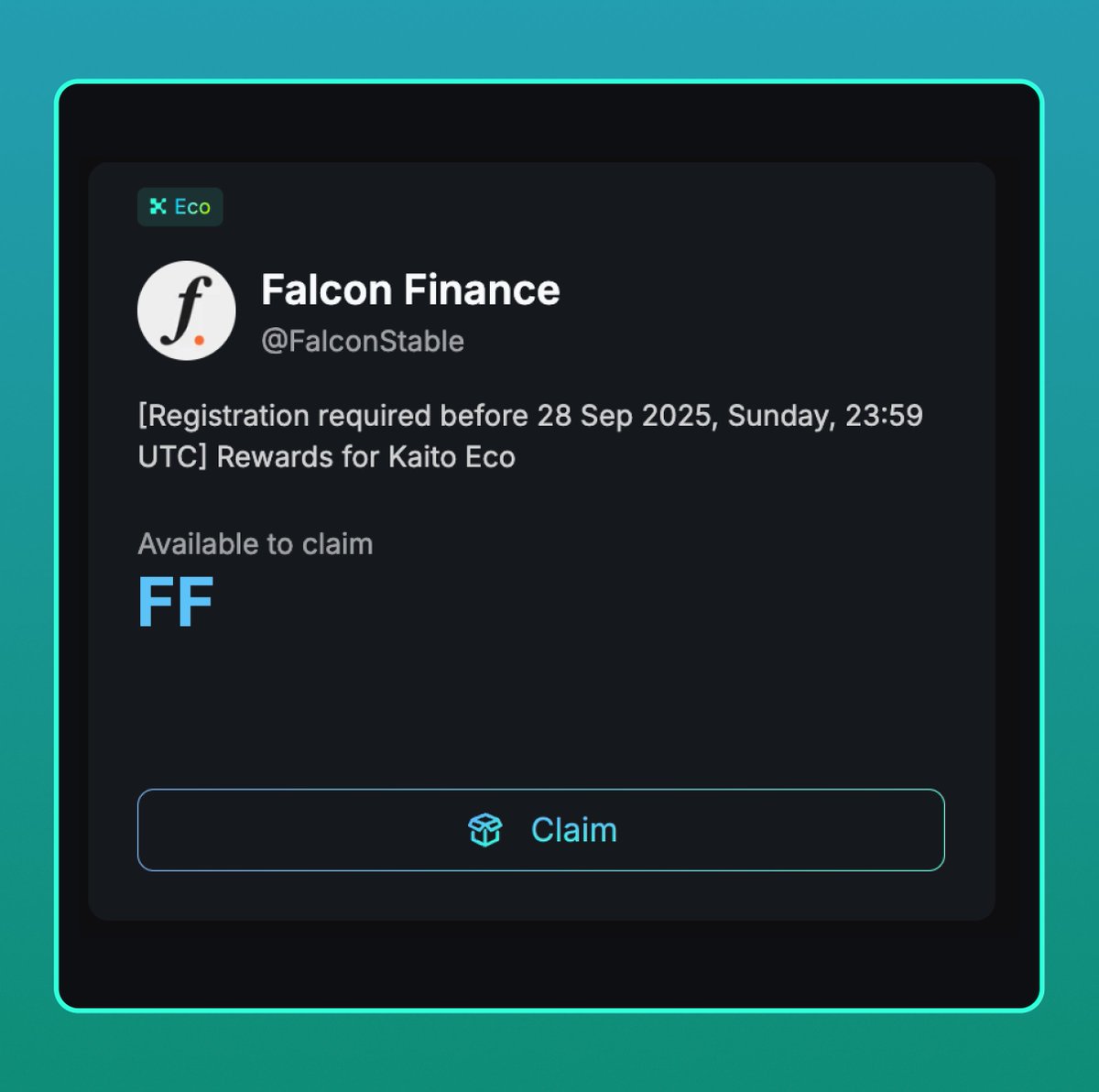 Falcon Finance Kaito Eco Rewards Claim Interface