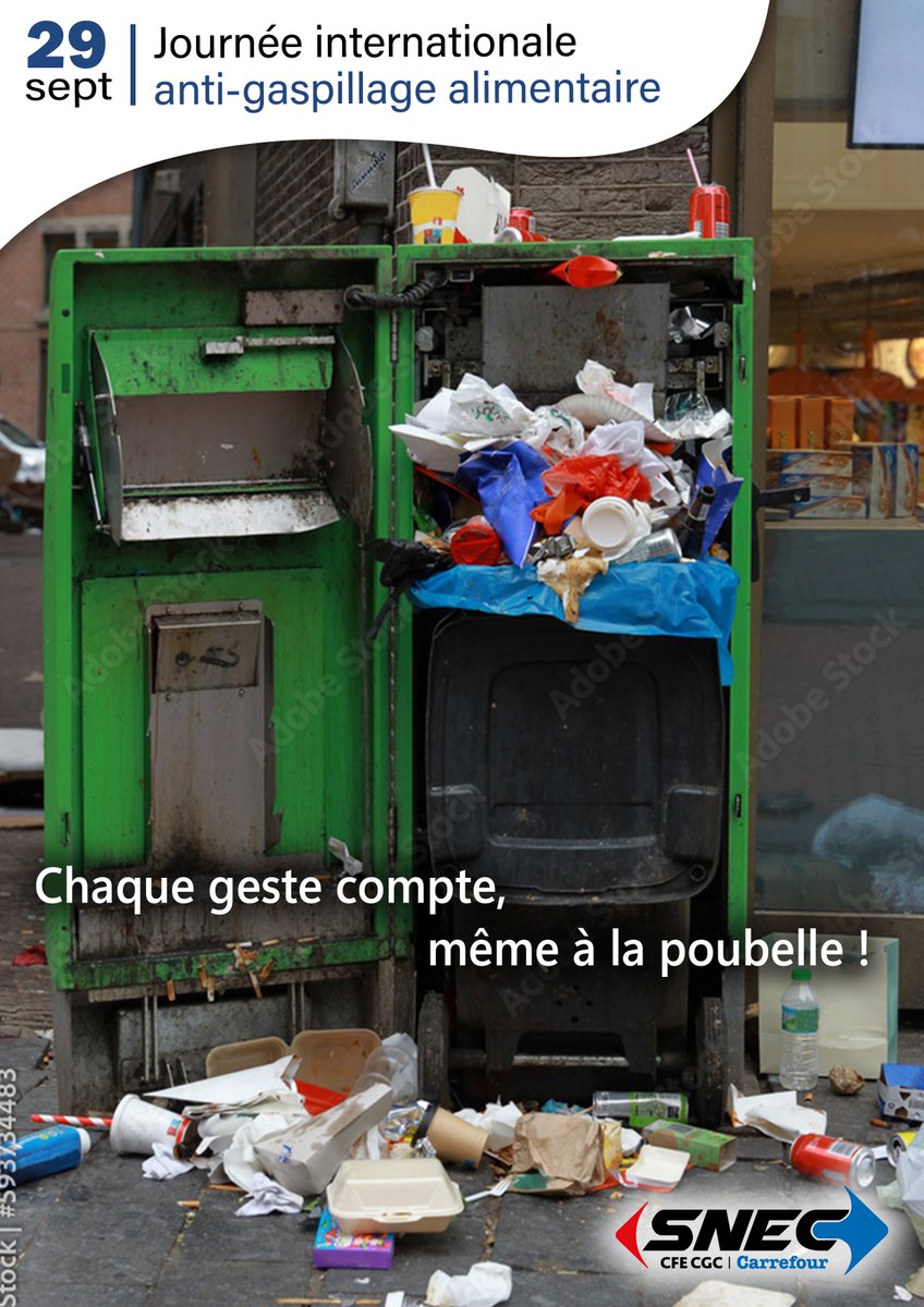 🌍 Votre poubelle parle de vous. Faites en sorte qu’elle en dise du bien ! Le gaspillage alimentaire est une aberration à la fois économique, sociale et écologique. ♻️#AntiGaspi #GaspillageAlimentaire »