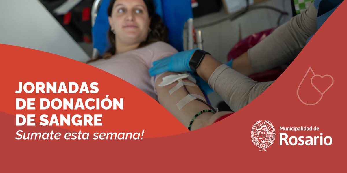 Sumate esta semana a donar Sangre!  🩸

📅 Jueves 9 de octubre de 9 a 12 h - Ex Aduana -Urquiza 902

Sacá tu turno en: l.rosario.gob.ar/donar-sangre 🙌
