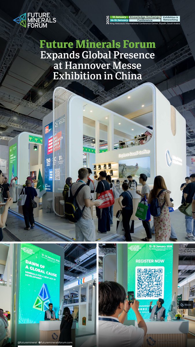 #FutureMineralsForum continues to strengthen its global presence through its participation at the Hannover Messe exhibition in Shanghai, China, highlighting promising opportunities in the mining sector.

Inviting participants to register and join the global dialogue in its 5th