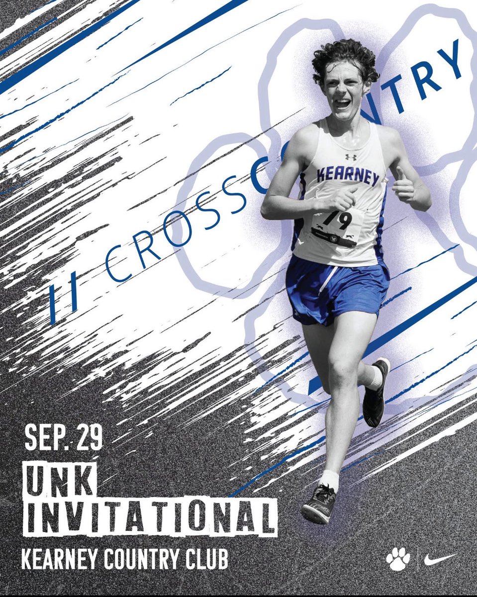 TrackKearney's tweet photo. The KHS Boys Cross Country team will compete at the UNK Invitational on Monday, September 29, at the Kearney Country Club. 🐾

⏰ 4:00pm

Come out and support the Bearcats! 🔵🟡 
#BearcatPride #WolfPack #KearneyNE #BearcatXC #CrossCountry #BearcatNation https://t.co/tLfK2sJp1F