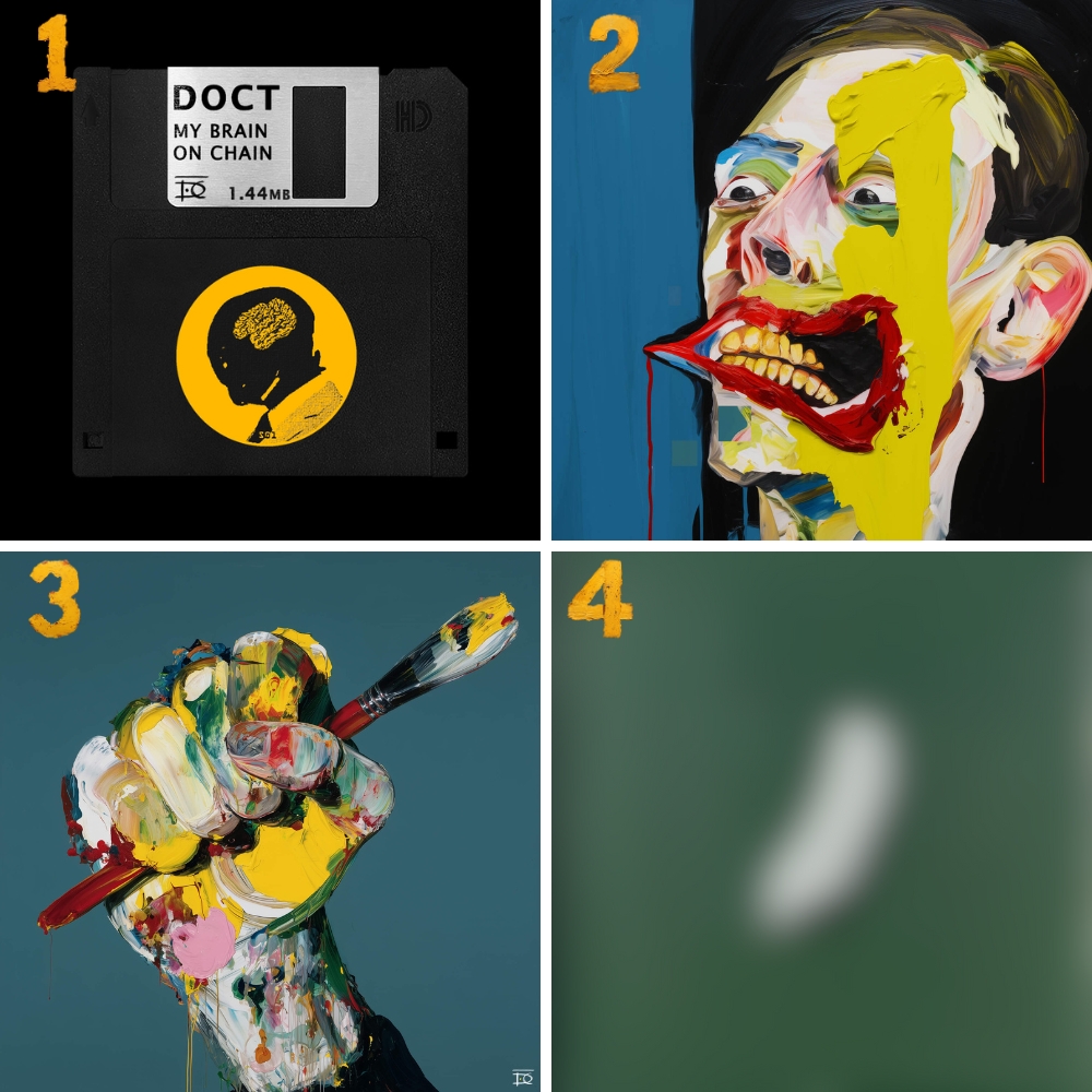 Weapon of Mass Liberation - 100 brushes claimed🧡

1. We decentralized <a href="/DocT___/">DocT 🟡</a>'s mind with My Brain On Chain.
2. We fractured the self with Portraits of Dissonance.
3. And now we armed collectors with brushes.

The story is only unfolding, and your role in it is about to grow.