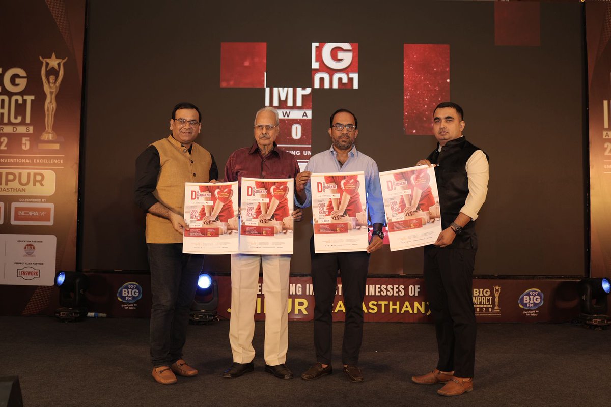 jhwjpr's tweet photo. #DilDhadakneDo Poster Launch Event Successfully Concluded at @RBHJaipur

We’re delighted to share the successful launch of the Dil Dhadakne Do campaign.

Together, we are building a heart-safe Jaipur.

#CodeRedReady #WorldHeartDay #CPRTraining #JustHealthAndWellness https://t.co/ZI0VjQontO
