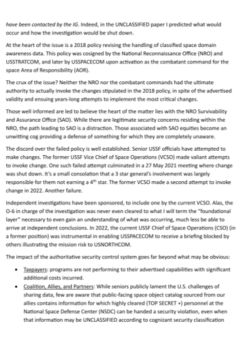 UapJake's tweet photo. This was just posted to linkedin.

Jim Shell @shell_jim  is a former USAF vet and technical director of the NRO. He is a Whistleblower alleging There is a security control system within U.S. National Security Space fostering abuse and interfering with critical missions https://t.co/uSgXiQukyY