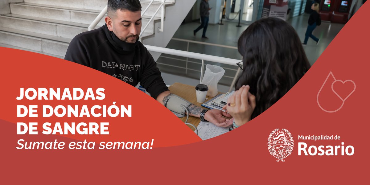 Sumate esta semana a donar Sangre!🩸

🕘9 a 12 h
📅 MAR 21/10 - Auditorio Hosp. de Niños Víctor J. Vilela Virasoro 1855
📅 JUE 23/10 - CMD Sur - Av. Uriburu 637

Sacá tu turno en: l.rosario.gob.ar/donar-sangre 🙌