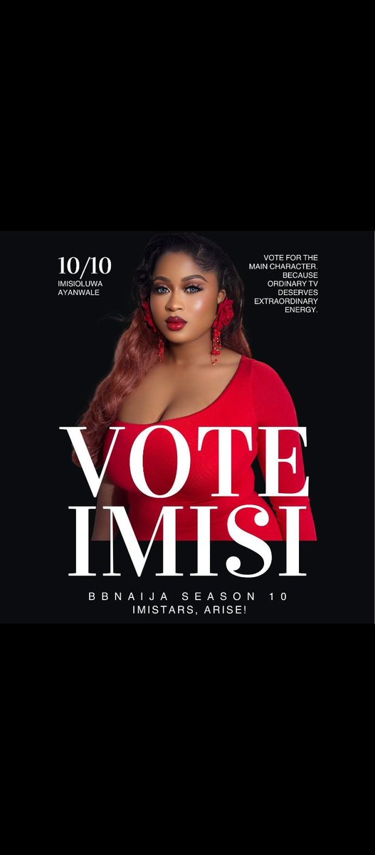 Slimkiss101's tweet photo. Fam, it’s the FINAL week of Big Brother Naija reality TV show! 🔥🔥 Please vote for my fave 🙏 She deserves the crown 👑💯 #BBFinale #VoteForHer #ImisiAyanwale https://t.co/xPj6MHnRD0