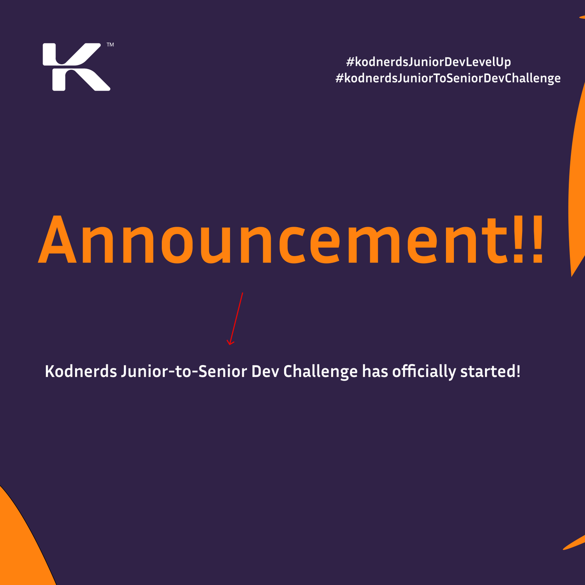 kodnerds's tweet image. 🚨 ANNOUNCEMENT 🚨
The Kodnerds Junior-to-Senior Dev Challenge (Cycle 1) starts  October! 
We’ll unveil mentors &amp;amp; squads + share weekly progress as we level up together 
Stay tuned &amp;amp; follow the journey 
#kodnerdsJuniorDevLevelUp #kodnerdsJuniorToSeniorDevChallenge #DevCommunity