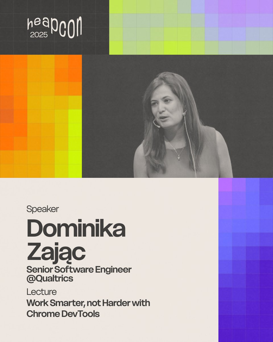 Work smarter, not harder. 🧠

Join Dominika Zając (<a href="/Qualtrics/">Qualtrics</a>) at #Heapcon2025 to discover powerful Chrome DevTools that make debugging styling, performance &amp; a11y issues way faster.

📅 Oct 30–31 | Belgrade
🎟️ Tickets → heapcon.io/2025/tickets

#techevent #devtools #heapspace
