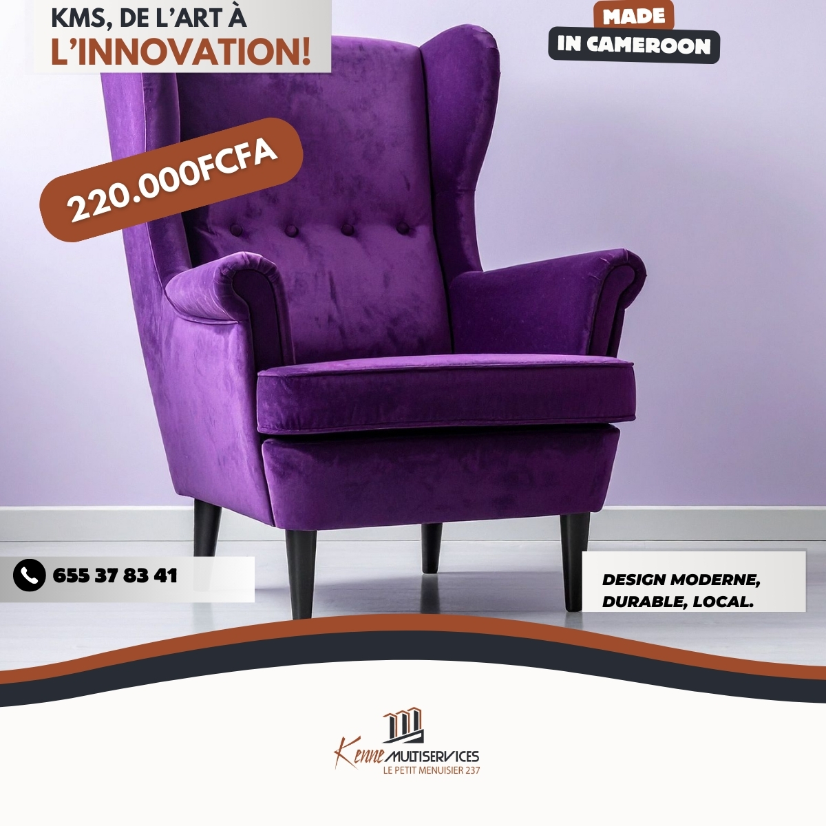 KMS_menuiserie1's tweet image. ✨ DESIGN MODERNE &amp;amp; DURABLE ✨
Meubles 100% Made in Cameroon dès 220.000 FCFA.
📍 Showroom : Douala – Bali | 📞 655 37 83 41
#KMS #MadeInCameroon #DesignLocal