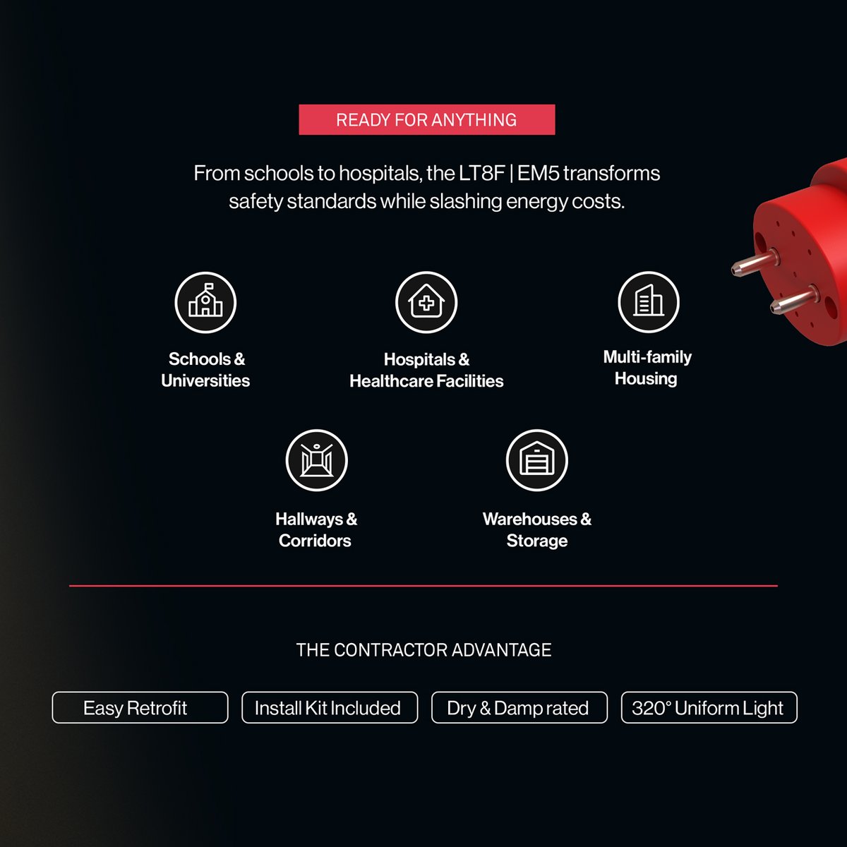 ArchipelagoLED's tweet image. Peace of mind meets efficiency ✨ The LT8F | EM5 delivers emergency-ready light for schools, hospitals &amp;amp; housing 🏫🏥🏢 8W/1000lm or 15W/1800lm + easy retrofit install ⚡ #SafetyUpgrade #LEDInnovation