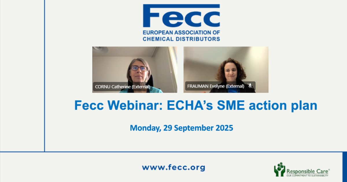 FeccEurope's tweet image. 💻 Today, #Fecc hosted a webinar on the European Chemicals Agency&apos;s (@EU_ECHA) SME support action plan.

🤝🎙️ A big thanks to everyone who joined us and our speakers!

Don&apos;t miss out on future Fecc events and webinars! 👉 fecc.org/events/