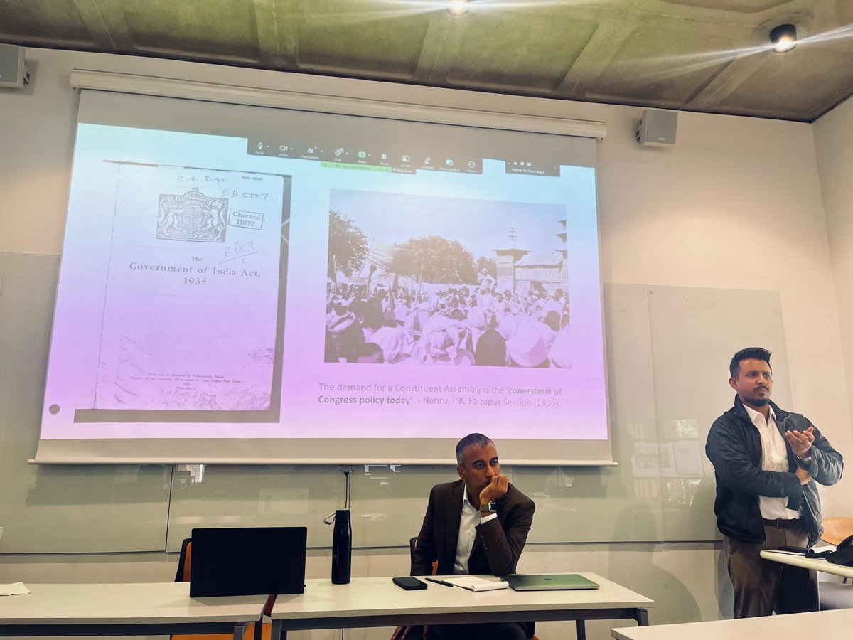 N/2. The first session featured insightful new papers by Prof Sudhir Krishnaswamy <a href="/NLSIUofficial/">NLSIU</a> “Deliberation in Indian Constitution-Making: Clarifying Ambedkar’s Role” and <a href="/VineethKrishnaE/">Vineeth Krishna E</a> “Against the Constituent Assembly: M.N. Roy and B.R. Ambedkar on Constitution-Making”
