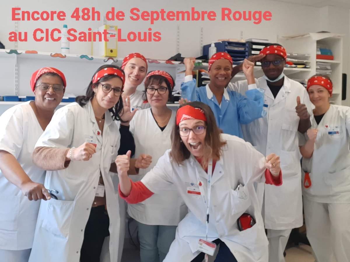 Une énergie débordante et une mobilisation jusqu’au dernier jour pour l’équipe du Centre d'Investigations Clinique-1427 à l’hôpital Saint-Louis à Paris !

Mille merci à vous de faire rayonner #SeptembreRouge ❤️

#NMP