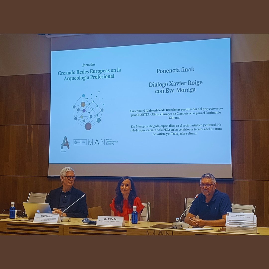 evamoraga's tweet photo. Un gustazo estar con los arqueólogos españoles y europeos explicando el trabajo que vengo haciendo por ellos en el marco del Estatuto del Artista para su reconocimiento como el resto de los trabajadores de la cultura. @ArqueoPEPA @AngelAstorqui @XavierRoige https://t.co/ZXBR2SHp2E