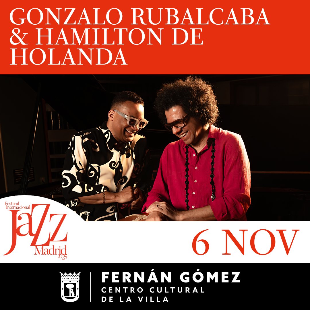 🎶 ¡Queda poco más de un mes para que lleguen a #JAZZMADRID2025!

➡️ En ambos artistas hay una búsqueda compartida, un empeño creativo que señala y encuentra caminos y metas que amplían los límites del #Jazz.

⏱️ 20:00h
📍 <a href="/fernangomezCCV/">Fernán Gómez CCV</a>
 
🎟️ Entradas en bit.ly/GonzaloHamilton.