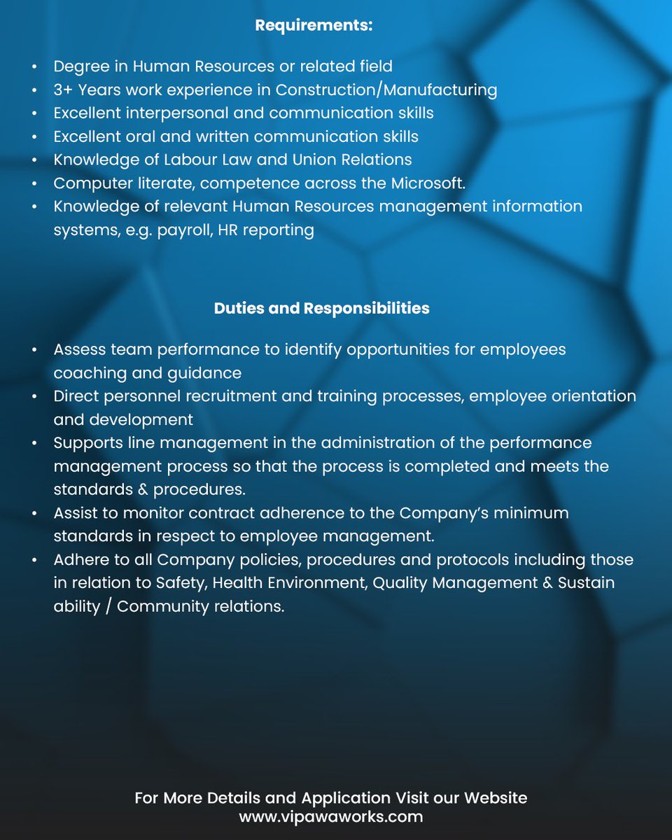 Vipawaworks's tweet image. NOW HIRING: A “HUMAN RESOURCES OFFICER”

Urgently needed a Human Resource Officer with skills and is a self-managed person. Are you the one? It’s your time, Apply Now

🚨To apply: visit our website 👇

🌐 vipawaworks.com

#HR #Ajira #NipeDili #Jobs #wednesdayvibes #Apply