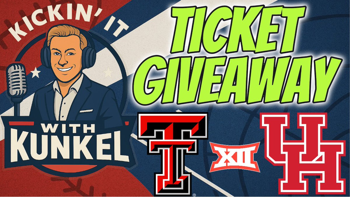 🎟️🎟️It's GIVEAWAY time!!

🔥Saturday night:
🏈No. 11 Texas Tech (4-0) at Houston (4-0)

✌️TWO winners will receive a PAIR of tickets to the MASSIVE Big 12 game.

1⃣Retweet this post
2⃣Follow me
3⃣SUBSCRIBE to Kickin' it with Kunkel on YouTube (link below). 
(Kickin' VIPs get 2x
