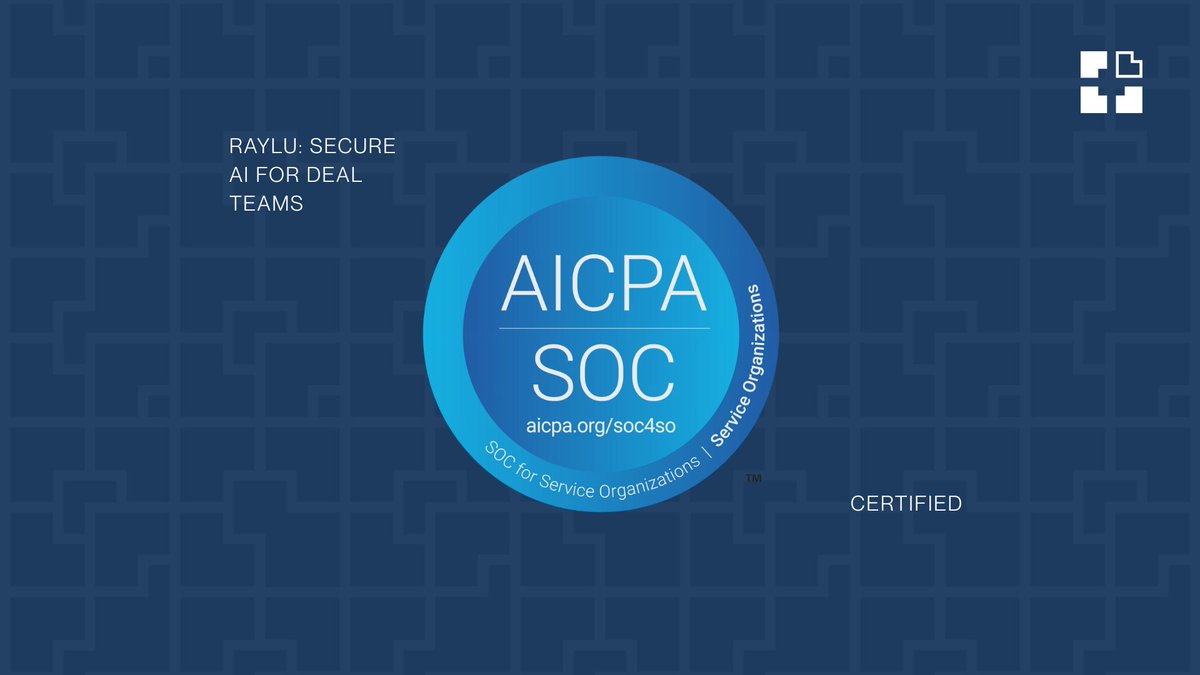 alidastjerdi's tweet photo. We’re proud to announce that Raylu is SOC 2 compliant - a rigorous standard validating our controls for security, confidentiality, and integrity.

Our goal is simple: give investment teams the confidence to adopt AI without compromise. https://t.co/V1LqcLyg47