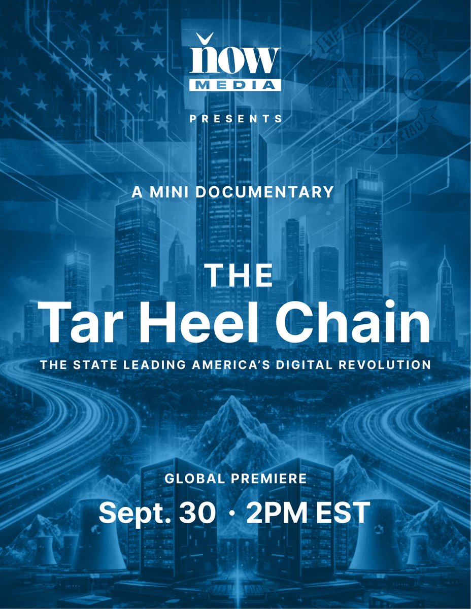 nowmedia's tweet photo. Silicon Valley built an empire on resources it doesn’t control.

The real digital revolution is happening where you least expect it.

The AI and crypto arms races won’t be won with code alone. 

They’ll be won with industrial might.

From quartz-rich mountains to nuclear reactors, a state no one is talking about is building the physical foundation of America’s digital future.

We spent six months inside the mines, data centers, and halls of power.

We are the first to put it on the record.

What we found might surprise you.

📽️  The Tar Heel Chain
A Now Media Original Documentary
🌎 Global Premiere • Sept. 30 • 2PM EST