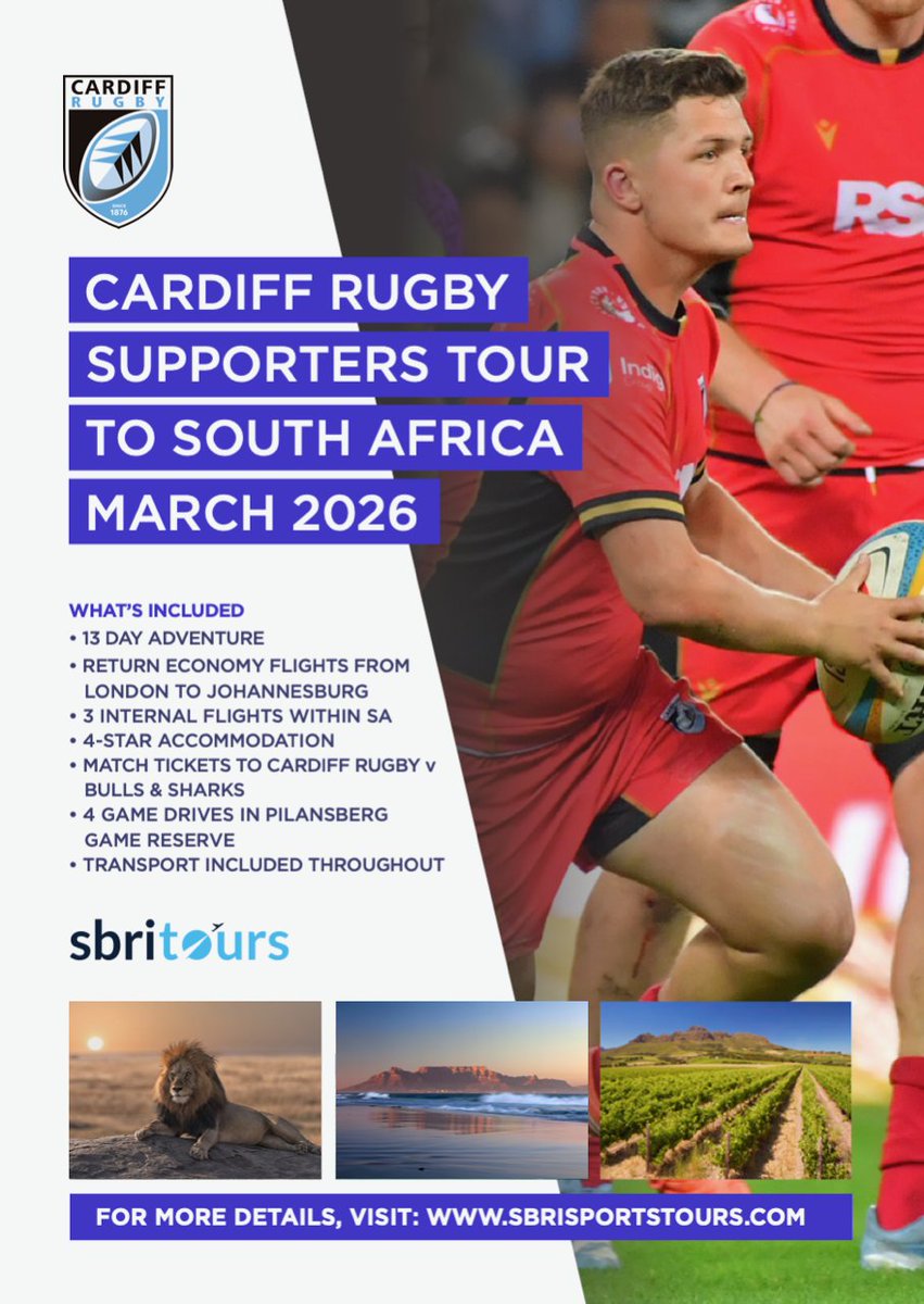 Fancy a trip of a lifetime to South Africa with the Blue &amp; Blacks?

Contact <a href="/SbriSportsTours/">Sbri Sports Tours | Sports Travel & School Trips</a> or visit sbrisportstours.com to find out more!