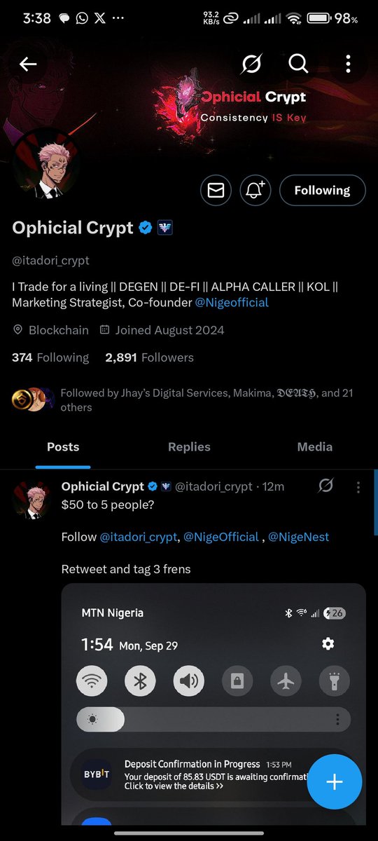 0nchainoverlord's tweet photo. @itadori_crypt @NigeOfficial @NigeNest @0xlevicrypt ,@9iNE059 @_MayorofNigeria 
✅ Done https://t.co/XfOQa9cTdl