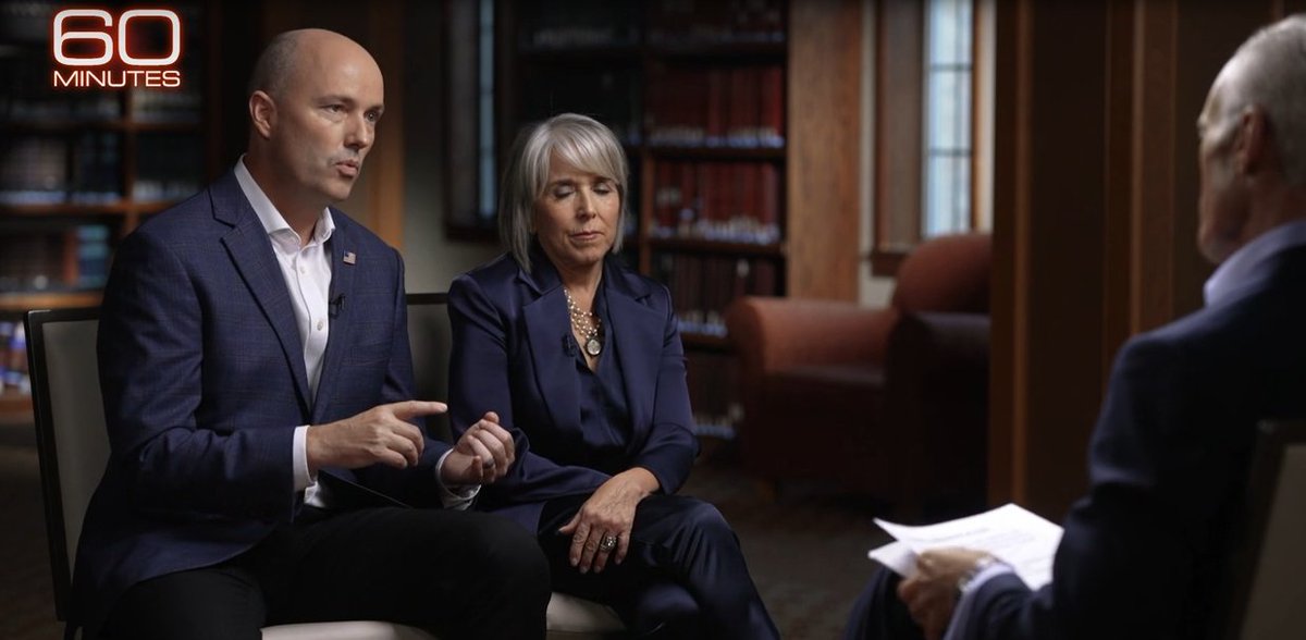 disagreebutter's tweet photo. On 60 minutes, Spencer Cox said people would be upset by him just sitting with the democrat governor of New Mexico. This is total farce. What upsets us about you is there is no discernable difference between you and a Democrat governor.

The Republican or the Democrat, which one of these governors implemented DEI?

Which one vetoed a bill to keep men out of women's sport?

Which one endorsed the democrat candidate for mayor of their state's largest city?

Which one is pushing the construction of high-density housing and 15-minute-cities?

Which wouldn't sign a bill banning trans and lgbt flags?

Which one said it's okay to discriminate against white kids because they are white?

Which one shared their pronouns with a group of middle-school kids?

Which one was the first governor to proclaim Pride Month in their state?

Which one has a lieutenant governor who praised women's role in the communist revolution?

Which one called 68% of the Republican delegates of their state extremists? 

Which one called the President an idiot?

Which one posted a tweet about their spouse dreaming of punching trump? 

Which one has an administration that is refusing to turn over 100% of the voter rolls to the DOJ's voter integrity investigation?

Which one has a pilot program to police political speech creating a de facto social credit score?

The answer to all these questions is you, Spencer Cox. You are not a Republican. You are not the leader Utah or America needs now, or ever.  That's why we dislike you.