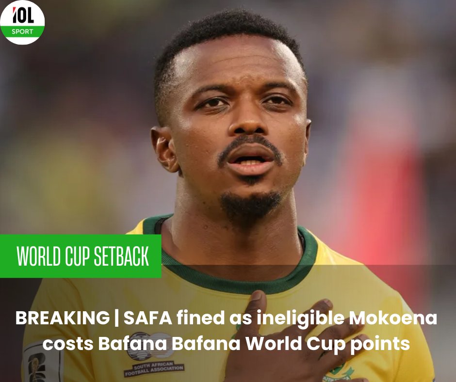 South Africa’s hopes of qualifying for the 2026 Fifa World Cup have taken a major hit after Fifa sanctioned Safa for fielding an ineligible player.
#BafanaBafana #Mokoena #FIFA #WorldCup2026 #SAFA <a href="/IOLsport/">IOL Sport</a> 
Read on tinyurl.com/3tzv4mpz