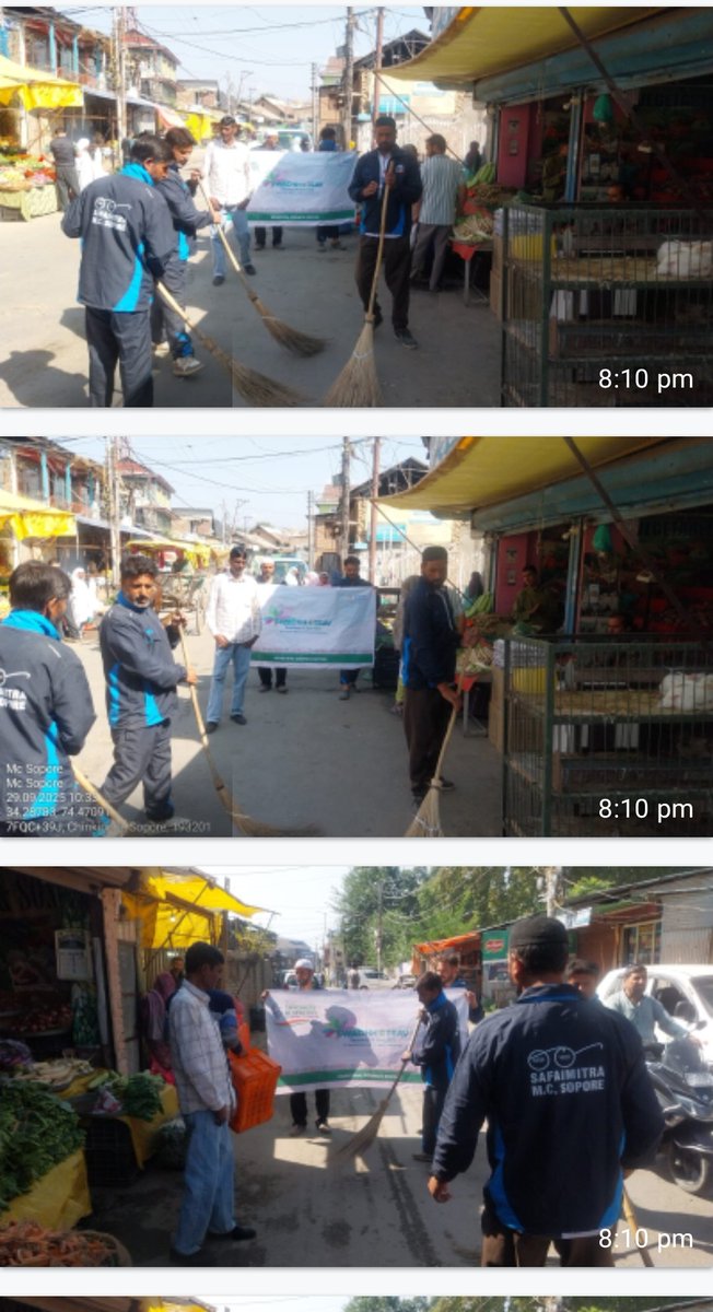 The Municipal Council Sopore, under the Swachhta Hi Seva campaign, organized a cleanliness drive at the Swachh Food Street in the main market, Ward No. 12. This initiative promoted a cleaner environment, enhanced the aesthetic appeal of the area.#SBM