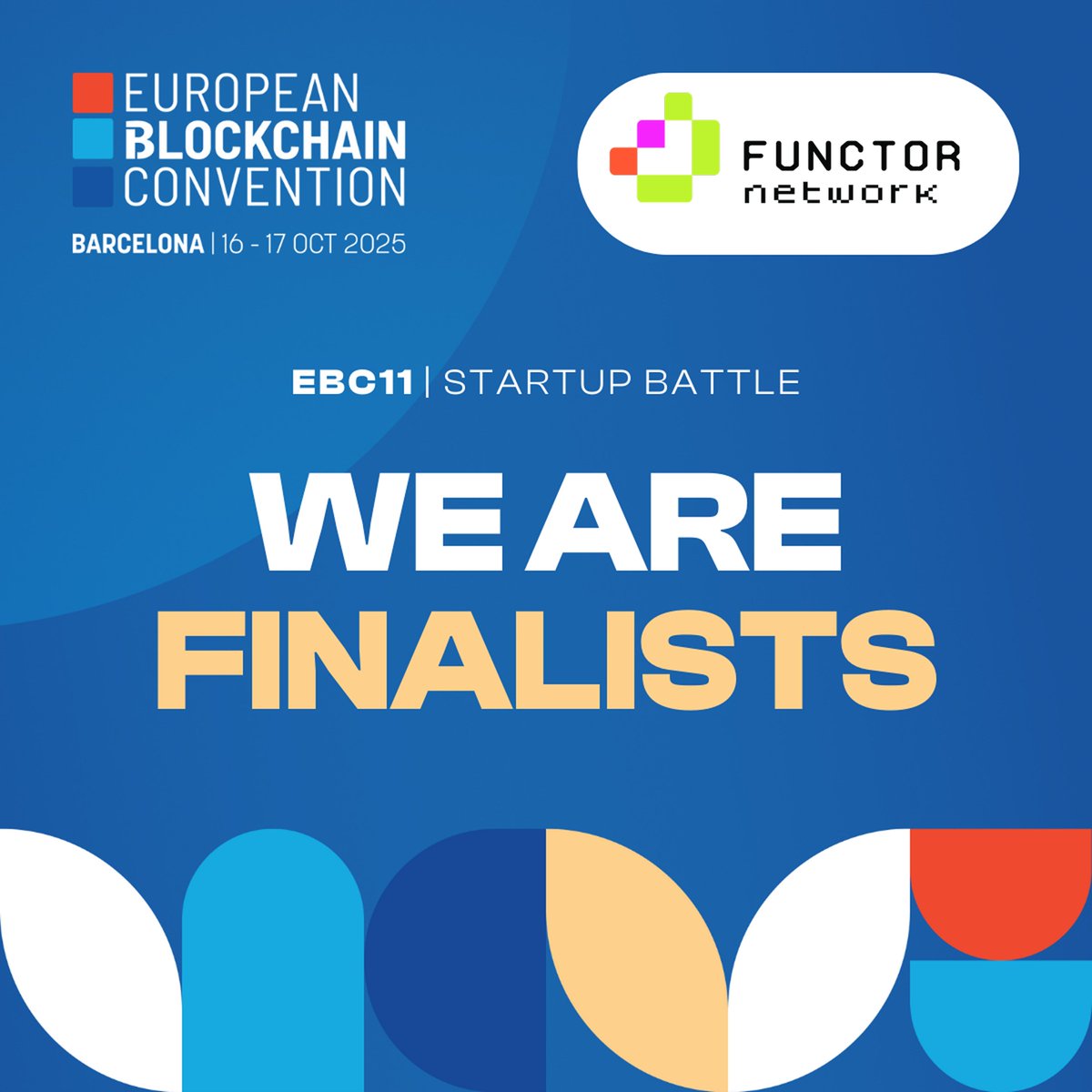 FunctorNetwork's tweet image. We’re finalists at the EBC11 Startup Battle @EBlockchainCon! Excited to take the stage in Barcelona. ✴️✴️✴️
