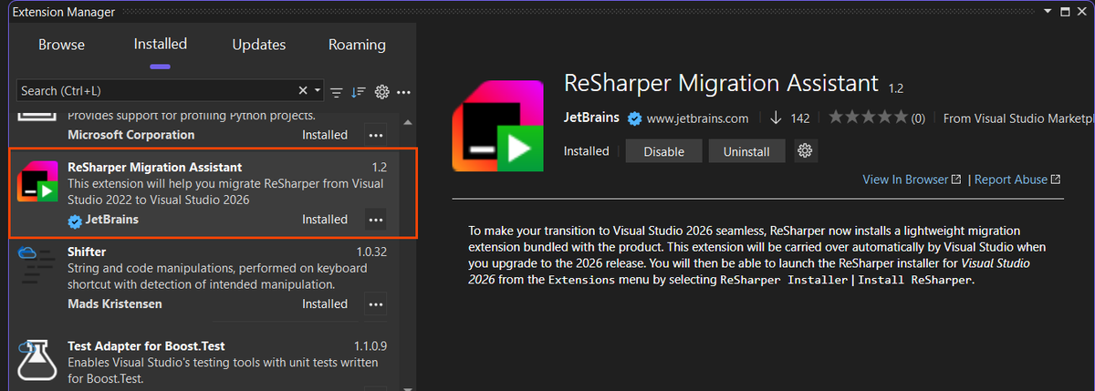 KarenPayneMVP's tweet image. ReSharper Migration Assistant for migrating VS2022 to VS2026.

#resharper

marketplace.visualstudio.com/items?itemName…