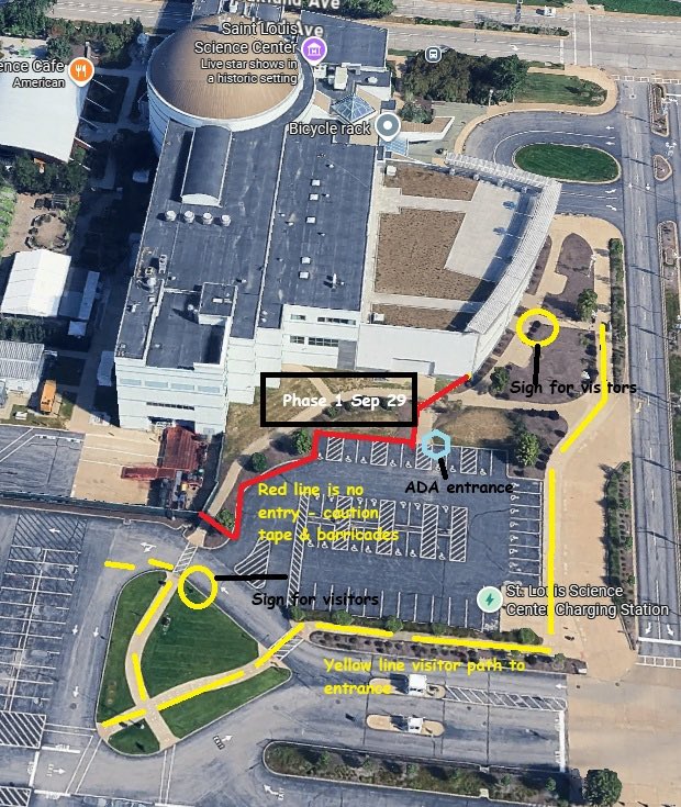 Saint Louis Science Center (@stlsciencectr) on Twitter photo Starting today, you may notice some exterior cleaning around the Science Center! Over the next 2 months, our building & pedestrian bridge will be getting a fresh wash. During this time, certain areas may be rerouted for your safety. Thank you for your patience! Starting today, you may notice some exterior cleaning around the Science Center! Over the next 2 months, our building & pedestrian bridge will be getting a fresh wash. During this time, certain areas may be rerouted for your safety. Thank you for your patience!