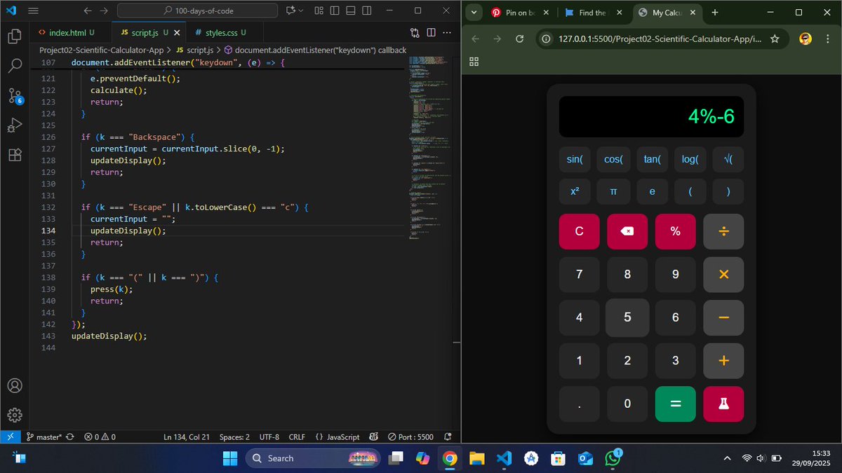 edida_young's tweet image. Day 3 of #100DaysToCode
Built a Scientific Calculator App today with ChatGPT. 💻🔢
The logic &amp;amp; UX still need work, but progress feels great! 
Lesson: Writing code manually helps you truly understand  what’s happening under the hood. 🧠
 Check it out: edidayoung.github.io/100-days-of-co…