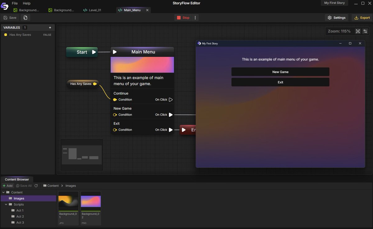 soulstices_dev's tweet image. Making a narrative-driven game? 

Check out StoryFlow Editor — a desktop app for branching dialogue &amp;amp; story design. It’s in alpha, and I’m looking for early feedback while starting to build a community around it!  

storyflow-editor.com

 #gamedev #indiedev #visualscripting