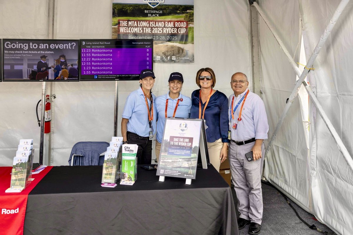 LIRR's tweet image. New record!

We surpassed a post-pandemic single-day ridership milestone on September 26, carrying over 300,000 riders on the railroad, many of them golf fans attending the Ryder Cup.

Over the course of the week, over 150,000 people traveled to the tournament on the railroad.