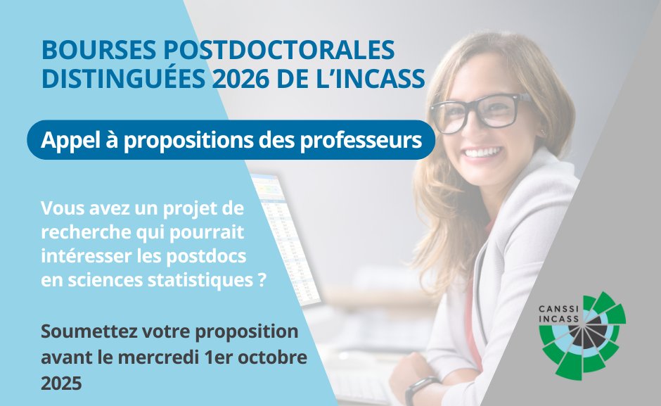 📣 DERNIER APPEL pour les propositions des professeurs !

Nous recherchons des projets offrant aux stagiaires postdoctoraux en #sciencesstatistiques une expérience complète de recherche et de formation. Soumettez votre proposition d’ici le 1er OCTOBRE :

loom.ly/GcYLwYI