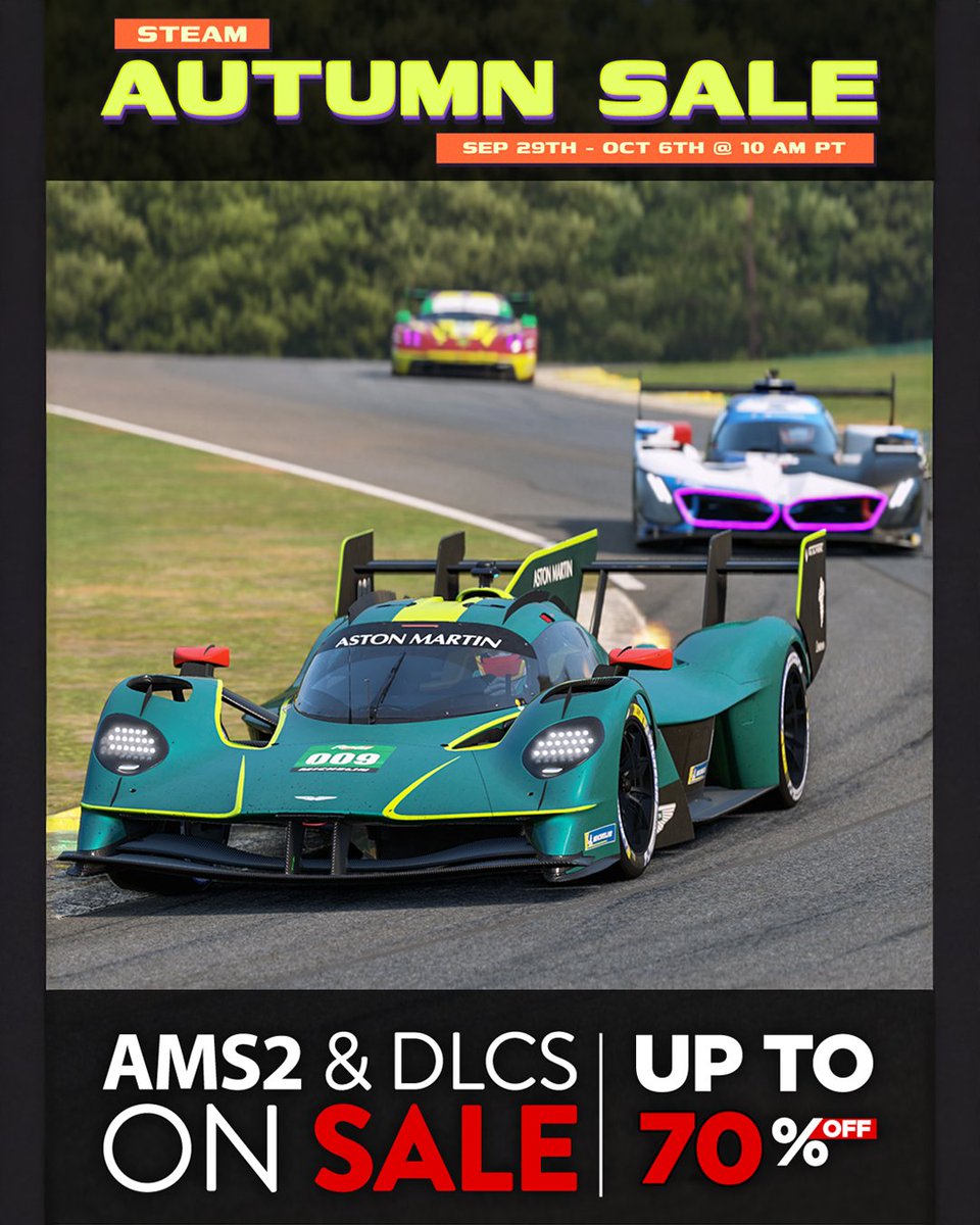Steam Autumn Sale is ON! 🚨
Automobilista 2 is 50% off, with all DLCs also on sale up to 70% OFF!  

Sale runs until Oct 6 @ 10 AM PT - Don't miss out!

store.steampowered.com/app/1066890/Au…