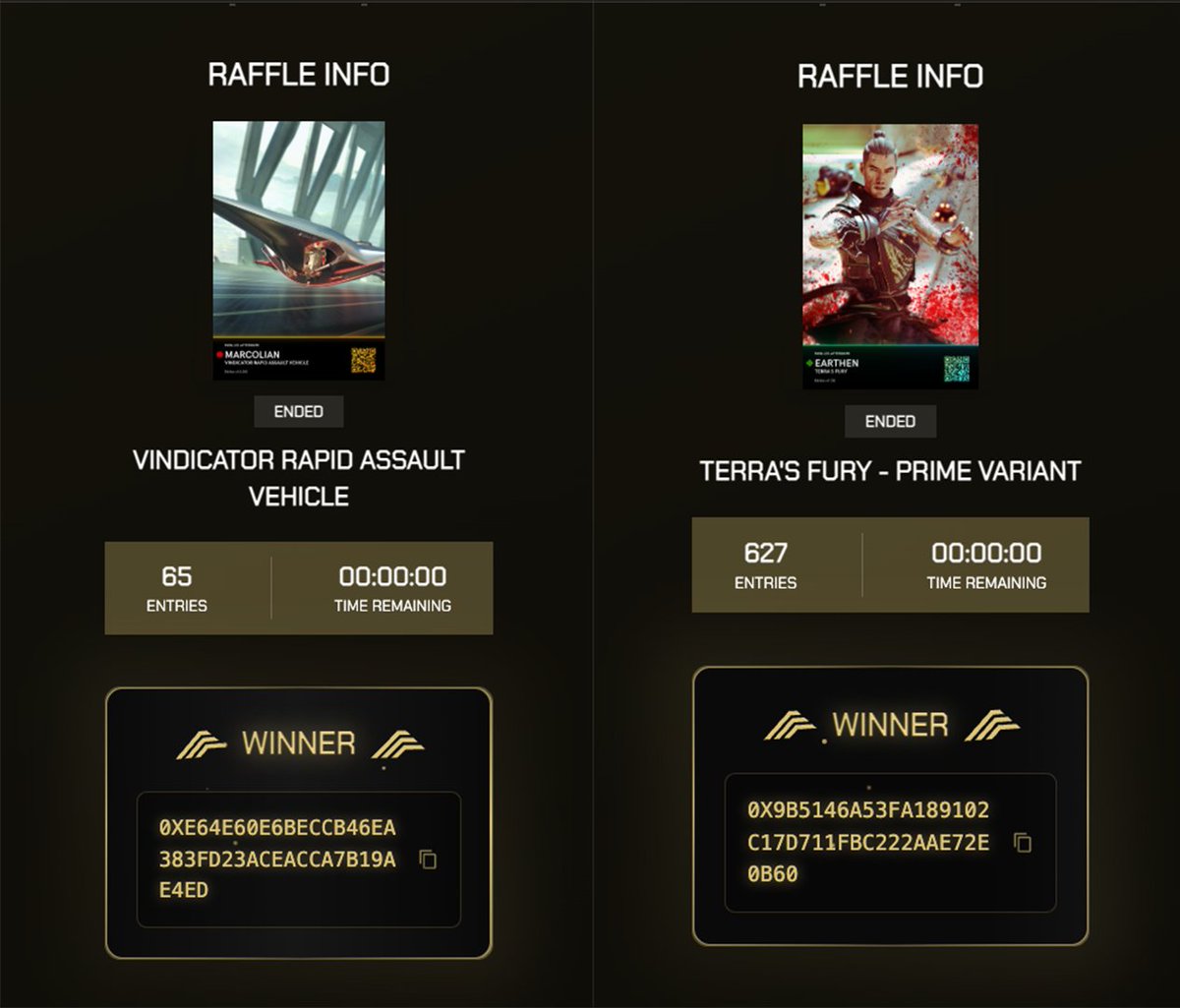 A new Raffle is now live.

The first batch of Raffles has ended and winners have been drawn.

Go check out profile.echelon.io/raffle