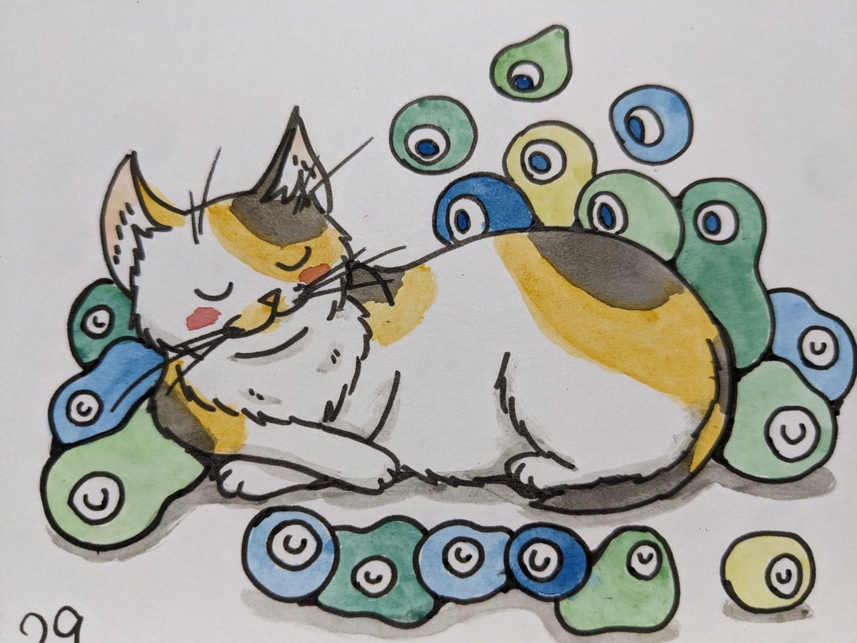 A tail to sleep.
The fragrance of the ear of rice. 🌾
Find happiness.
 ＃こみゃく🟢🔵🟡
 ＃pasericat 🐈