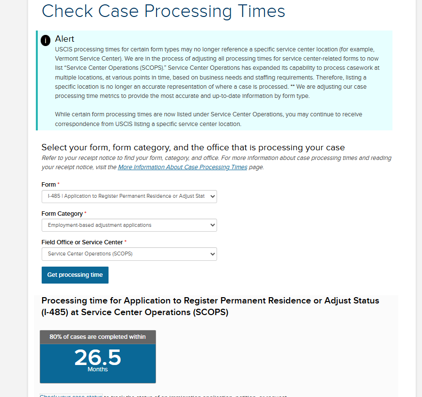 AttyStevenBrown's tweet photo. Today in SCOPS is employment-based I-485s. Congress seemed to indicate these should be done in around a year, so this processing is way longer than it should. Litigation can help keep them in line with what Congress intended. #AOSDelay https://t.co/jwilN9uzNY