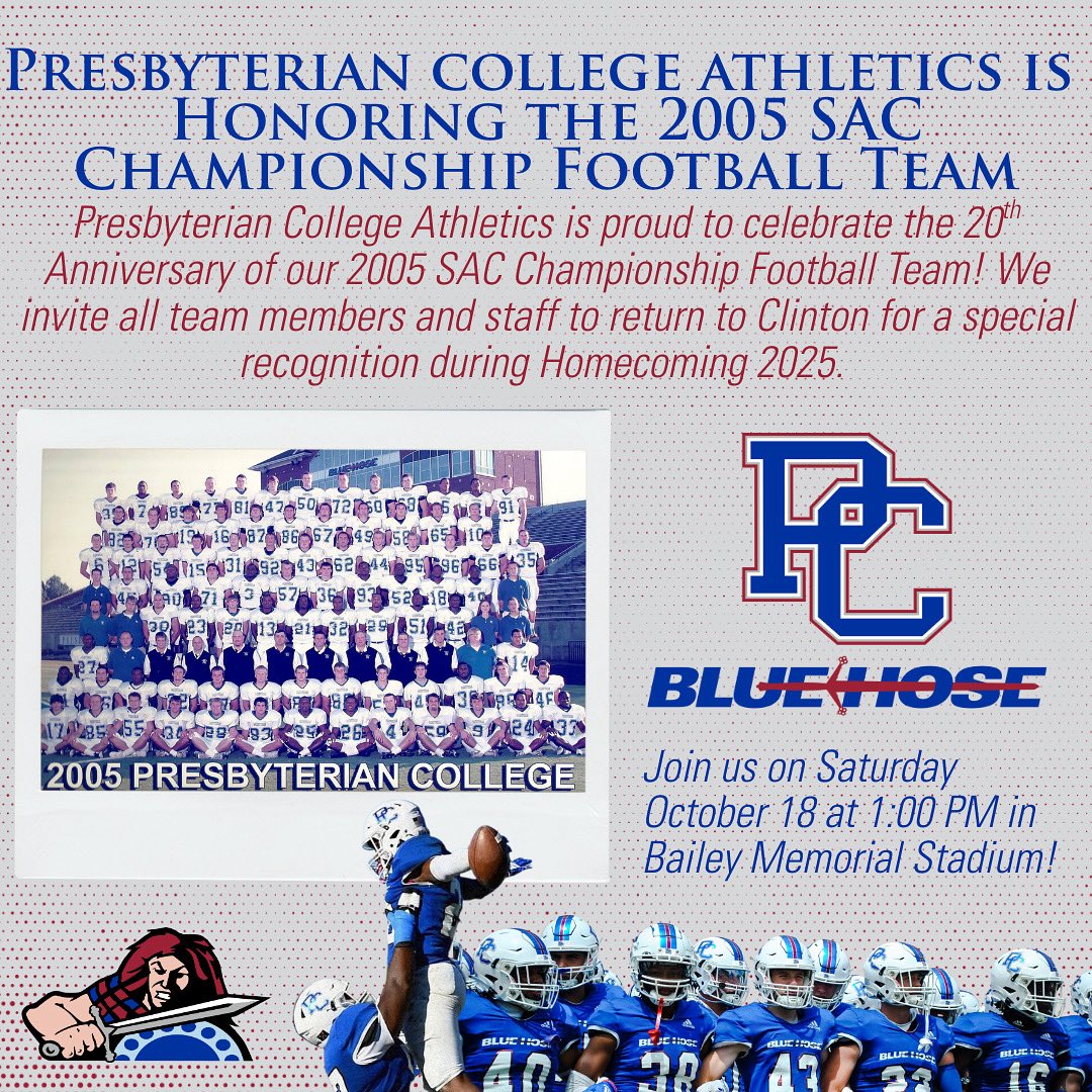 ⚡️2005 SAC CHAMPIONSHIP FOOTBALL TEAM! ⚡️ 

We are honoring YOU at the October 18th home football game! All players and staff from the 2005 season please register using the provided link if you want to be recognized!  
#gobluehose💙⚔️ 

host.nxt.blackbaud.com/registration-f…