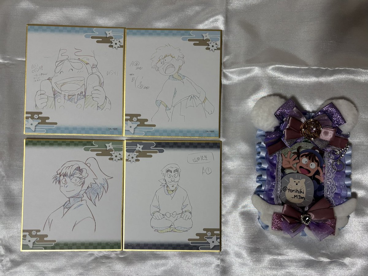 torihiki_M3m's tweet photo. 【交換/譲渡】忍たま 忍たま乱太郎 体験展
トレーディング原画ミニ色紙AB
ポラショットコレクションB
トレーディングミニキャラアクリルキーホルダーA

譲:画像のもの
求:尾浜、鉢屋(1部求めてるものが違うため詳しくはALT記載)

郵送希望
ALT必読 https://t.co/z5XCXSPFkU